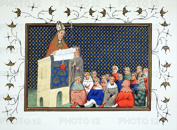 The Archbishop of Canterbury preaching to the English nobility against Richard II, 19th century (col