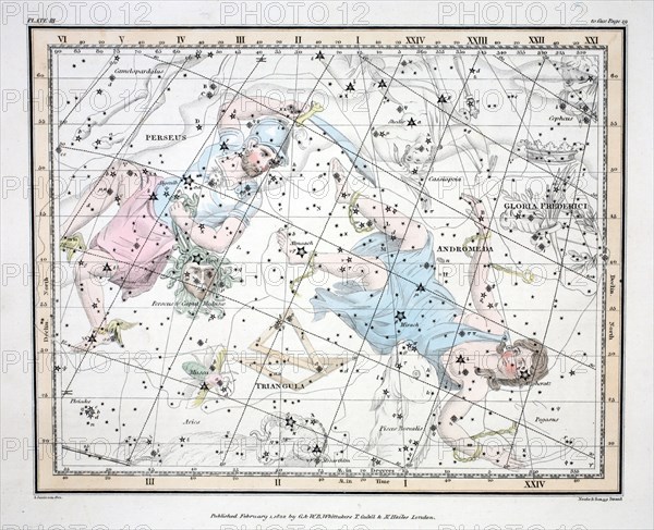The Constellations (Plate III) Andromeda, Triangula,I  Perseus et Caput Meduse,  Gloria Frederici,