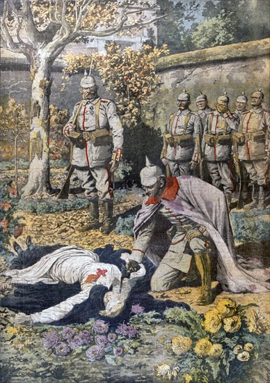 The Execution of Edith Cavell from Petit Journal, pub. November 1915 (colour lithograph)