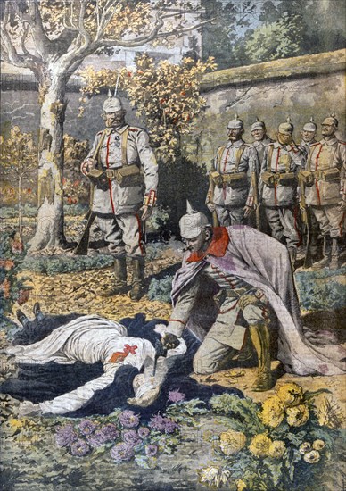 The Execution of Edith Cavell from Petit Journal,  pub.  November 1915 (colour lithograph)