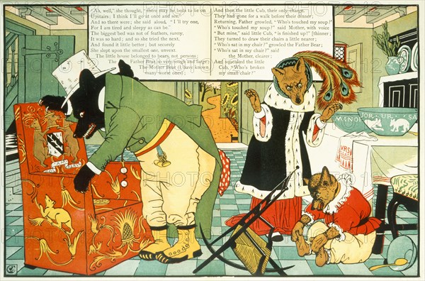 Illustration from The Three Bears, pub. 1873  (colour lithograph)