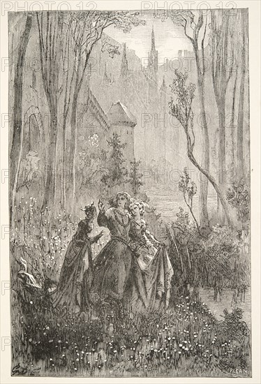 The Countess of the Fountain and her Damsels, from Stories of the Days of King Arthur by Charles Hen