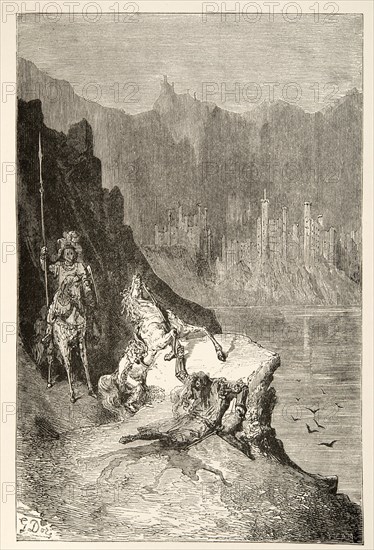 Balin Slays Sir Lanceor, from Stories of the Days of King Arthur by Charles Henry Hanson, pub. 1898