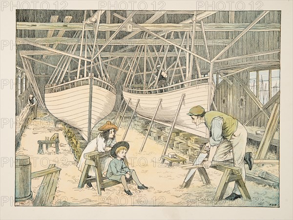 The Shipbuilder,  from Four and Twenty Toilers, pub. 1900 (colour lithograph)