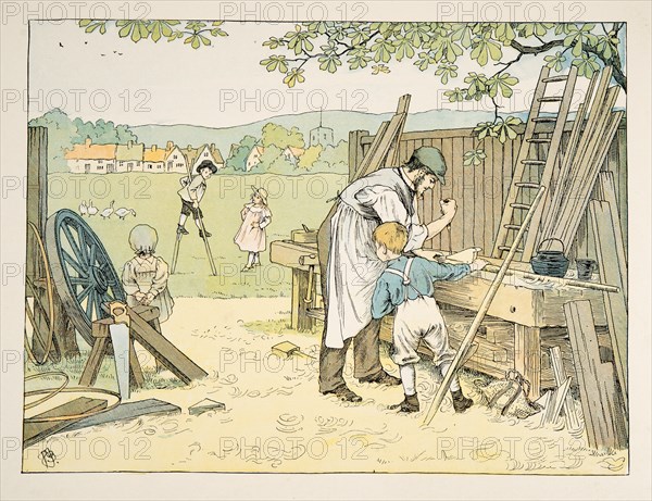 The Carpenter,  from Four and Twenty Toilers, pub. 1900 (colour lithograph)