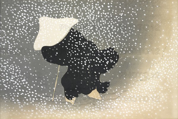 Sato No Yuki, from Momoyo-gusa (The World of Things) Vol I, pub.1909 (colour block woodcut)