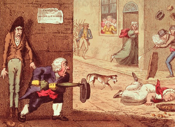 Mad Dog, pub. 1826 (hand coloured etching)