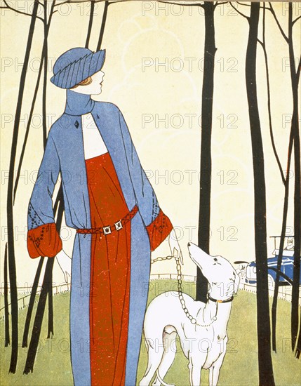 Walking the Dog,  from Art Gout Beaute, pub.  1921 (pochoir print)