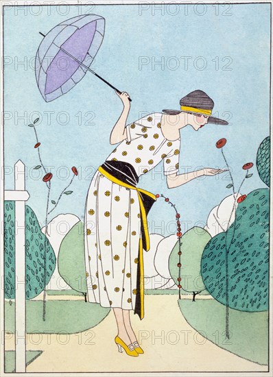 Design for a Day Dress, from Art Gout Beaute, pub. C. 1920's (pochoir print)