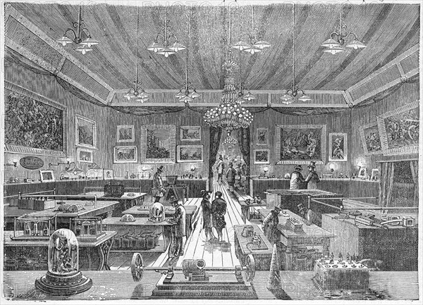 Inside the Palais de l'Industrie, Paris,  during the 1881 Electricity Exhibition, pub. C. 1885. Creator: French School (19th Century).
