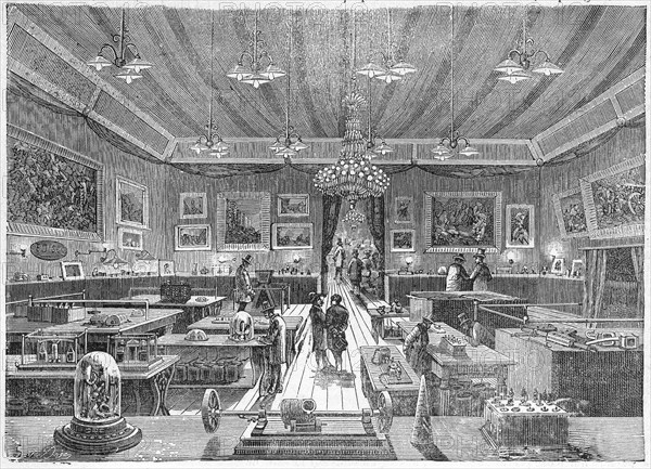Inside the Palais de l'Industrie, Paris, during the 1881 Electricity Exhibition, pub. C. 1885. Creator: French School (19th Century).