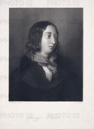 Portrait of George Sand, pub. 1837.  Creator: Luigi Calamatta (1802 - 1869).