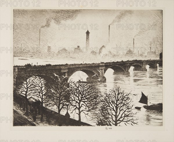 Waterloo Bridge from  a Savoy Window, pub. 1925. Creator: Christopher Richard Wynne Nevinson (1889 ? 1946) .