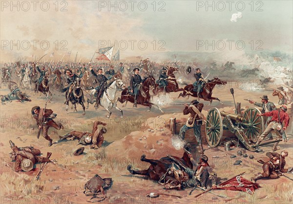 Sheridan's Final Charge at Winchester, pub. 1886. Creator: Thure de Thulstrup (1848 - 1930).