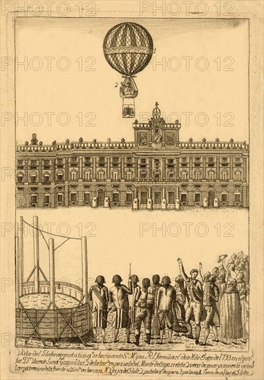 Vista del globo areostatico qe. se hecho ante ?, pub. 1793. Creator: Italian School (18th Century).
