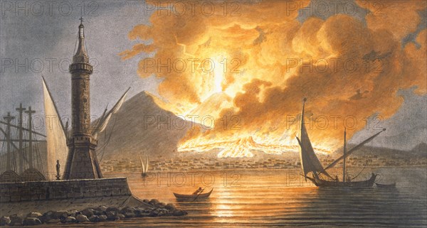 View of the great eruption of Vesuvius from the mole of Naples in the night of 20 October 1767, 1776 Creator: Pietro Fabris (fl. 1768 - 78).