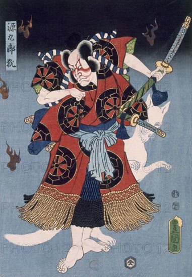 Bando Kamezo as Yokawa Kakuhan in a Scene from "Sembonzakura", pub. 1856. Creator: Utagawa Kunisada (1786-1864).