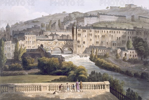 Pulteney Bridge, pub. 1806. Creator: John Claude Nattes (1765-1822).