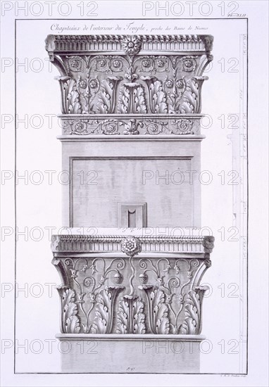 Capitals from the temple near the Roman Baths, Nimes. Creator: French School (18th century).