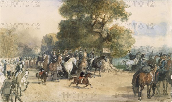 Scene in Hyde Park, c1850s. Creator: Eugene-Louis Lami (1800-90).