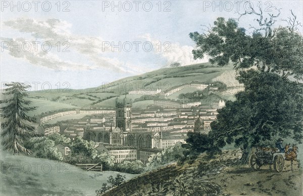 Bath, from the private road leading to Prior Park, pub. 1793. Creator: J. Hassell (1767-1825) and J.C. Ibbetson (1759-1817).