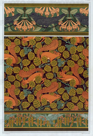 Designs for wallpaper, and borders, pub. 1897. Creator: Maurice Pillard Verneuil (1869?1942).