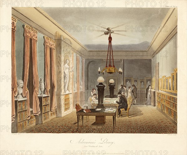 Ackermann's Library for Works of Art, pub. 1815. Creator: Augustus Charles Pugin (1762 - 1832) after.