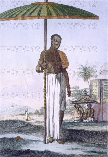 Porter of the Ouriah caste, pub. 1808-12. Creator: Franz Balthazar Solvyns (1760-1824).