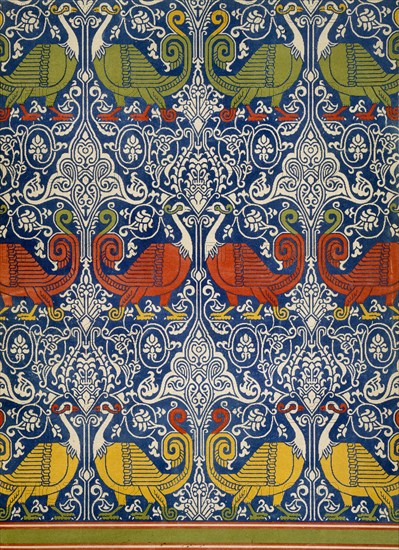 Example of printed Egyptian fabric, pub. 1877. Creator: Emile Prisse d'Avennes (1807-79).