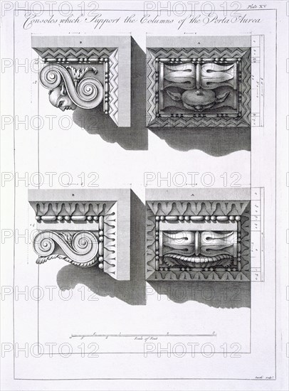 Consoles which support columns of the Porta Aurea, pub. 1764. Creator: Robert Adam (1728-92).