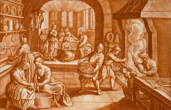 The Story of Mary and Martha, illustration from the Bible. Creator: Mattaus II Merian (1621-87).