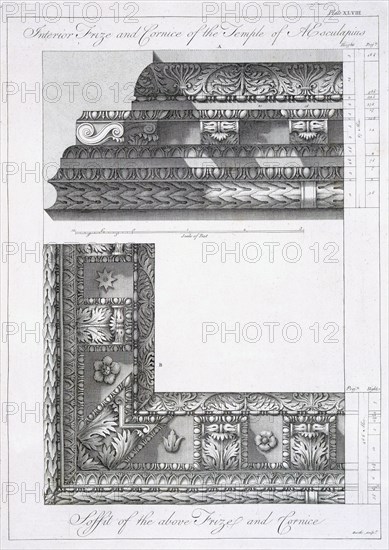 Interior frieze and cornice of the Temple of Aesculapius, pub. 1764.  Creator: Robert Adam (1728-92).