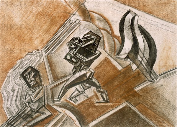 Combat No.3, 1914. Creator: Percy Wyndham Lewis (1882-1957).