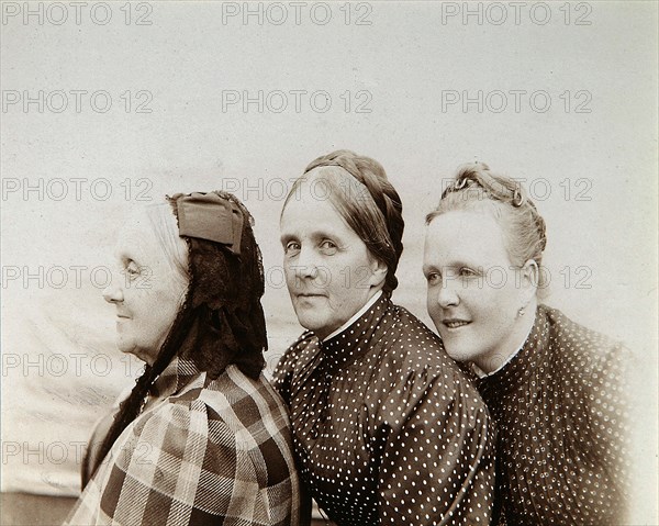 Portrait of three women, Russia, 1890s. Artist: Unknown
