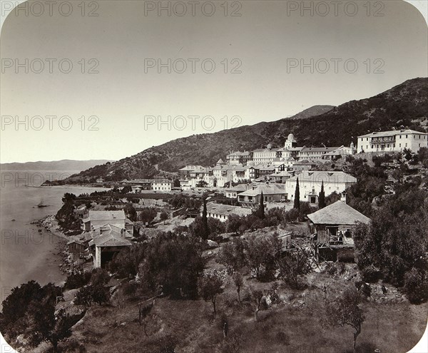 The Rossikon (St Panteleimon Monastery) on Mount Athos, Greece, 1860s. Artist: Unknown