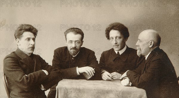 Four Russian poets, early 20th century.  Artist: Dmitri Spiridonovich Zdobnov