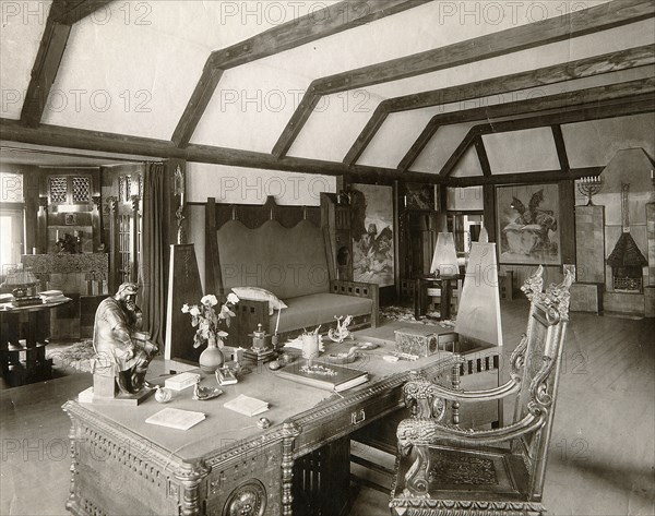 The study of Russian author Leonid Andreyev, early 20th century. Artist: Karl Karlovich Bulla