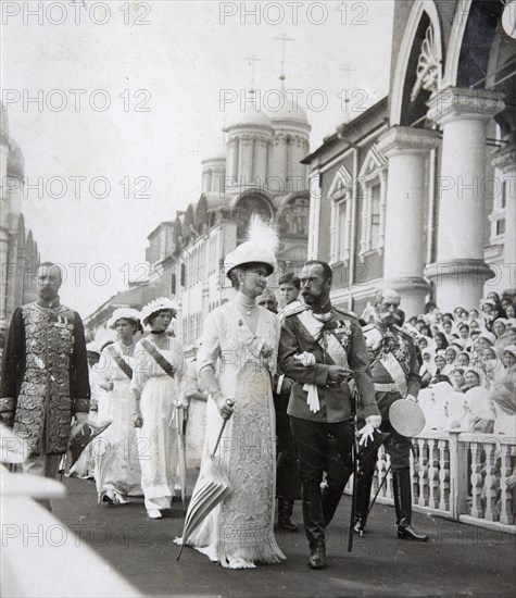 Tsar's family at the celebrations of the 300th anniversary of the House of Romanov, Russia, 1913. Artist: Unknown