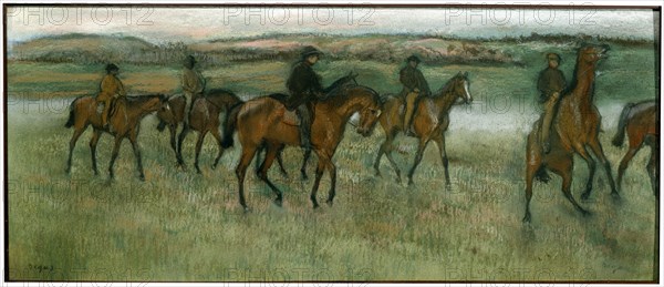 'Exercising Racehorses', c1880. Artist: Edgar Degas