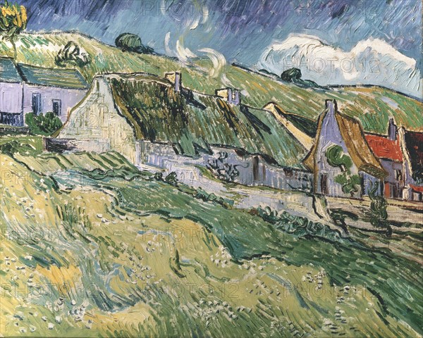 'Thatched Cottages in Cordeville', 1890.  Artist: Vincent van Gogh