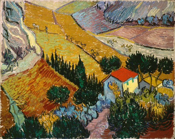 'Landscape with House and Ploughman', 1889. Artist: Vincent van Gogh