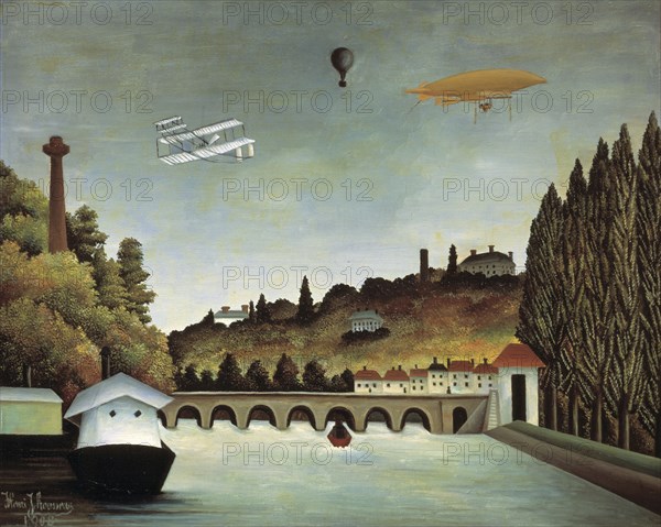 'View of the Sévres Bridge and the Hills of Clamart, Saint-Cloud and Bellevue', 1908. Artist: Henri Rousseau