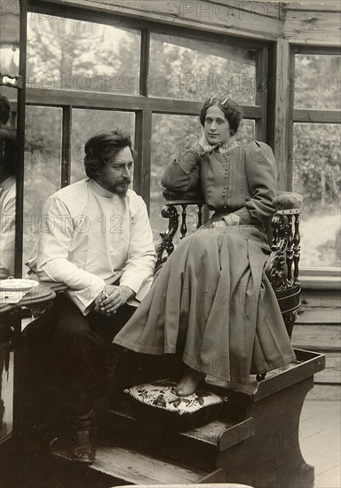 Russian author Leonid Andreyev with his wife, early 20th century. Artist: Karl Karlovich Bulla