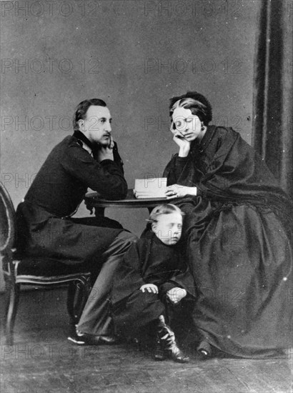 Grand Duke Nicholas Nikolaevich (the elder) of Russia with his wife and son, c1861-c1863. Artist: Unknown