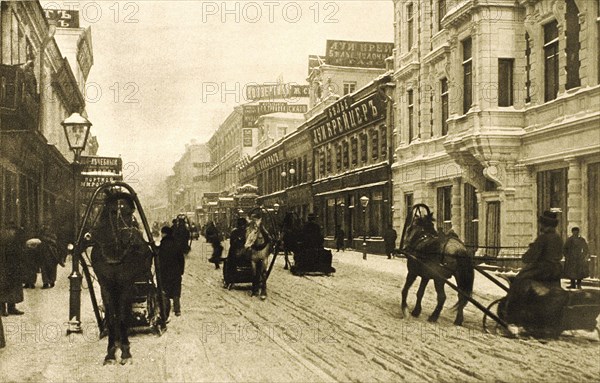 Petrovka Street in winter, Moscow, Russia, 1912. Artist: Unknown