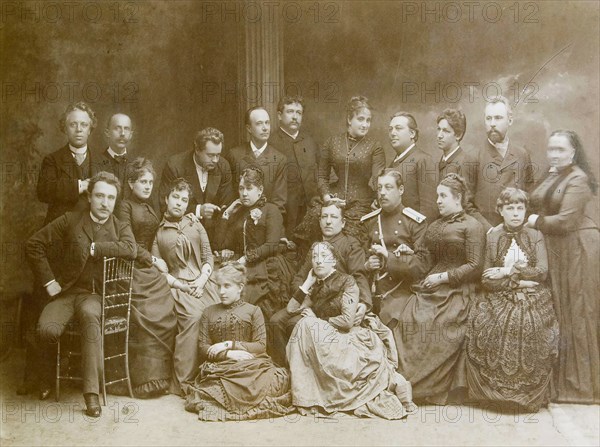 The first dramatic theatre group in Warsaw, 1866. Artist: Unknown