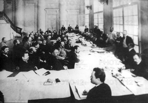 Sitting of the agricultural commission of the First Duma, St Petersburg, Russia, 1906. Artist: Anon