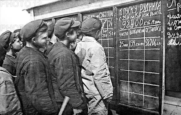 Workers of Magnitogorsk, USSR, 1931.  Artist: Anon