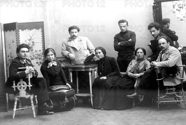 Students, members of a revolutionary cell in St Petersburg, Russia, 1908.  Artist: Anon