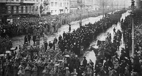 A mourning ceremony for victims of the February Revolution, Russia, 5 April, 1917. Artist: Anon